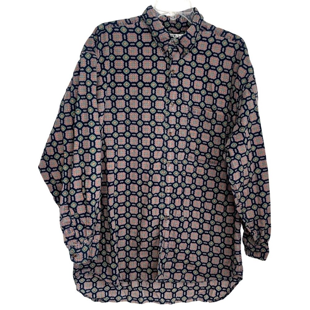 Vintage 80s Bench Company Ltd UK Geometric Button Down Casual Shirt Men XL